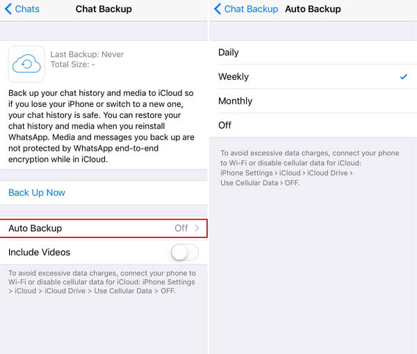 does whatsap app data backup itunes