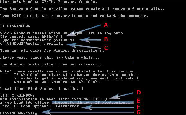 windows xp boot disk recovery console