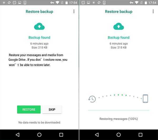 restaurar copia de seguridad de whatsapp android desde google drive
